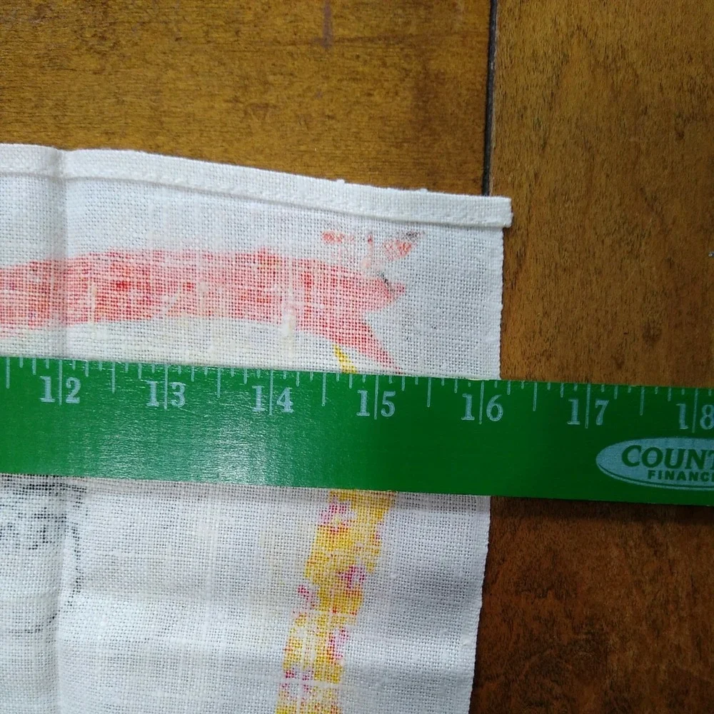Unused 100% Pure Linen Tea Kitchen Towel Orange Yellow Red Brown General Store